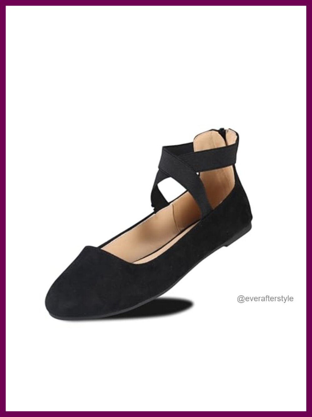 Ankle Strap Ballet Flats with Foam Cushioned Insole and Criss Cross Elastic